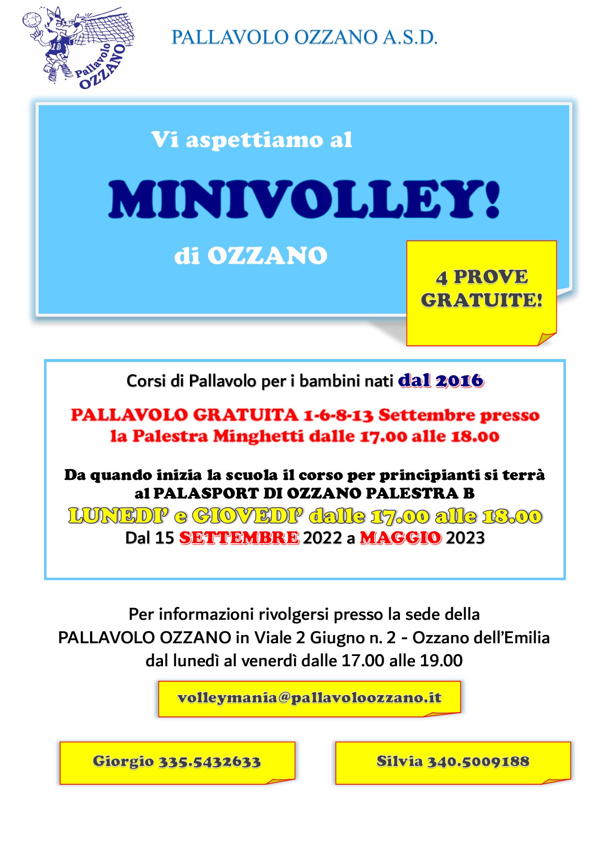 Scopri di più sull'articolo MINIVOLLEY OZZANO